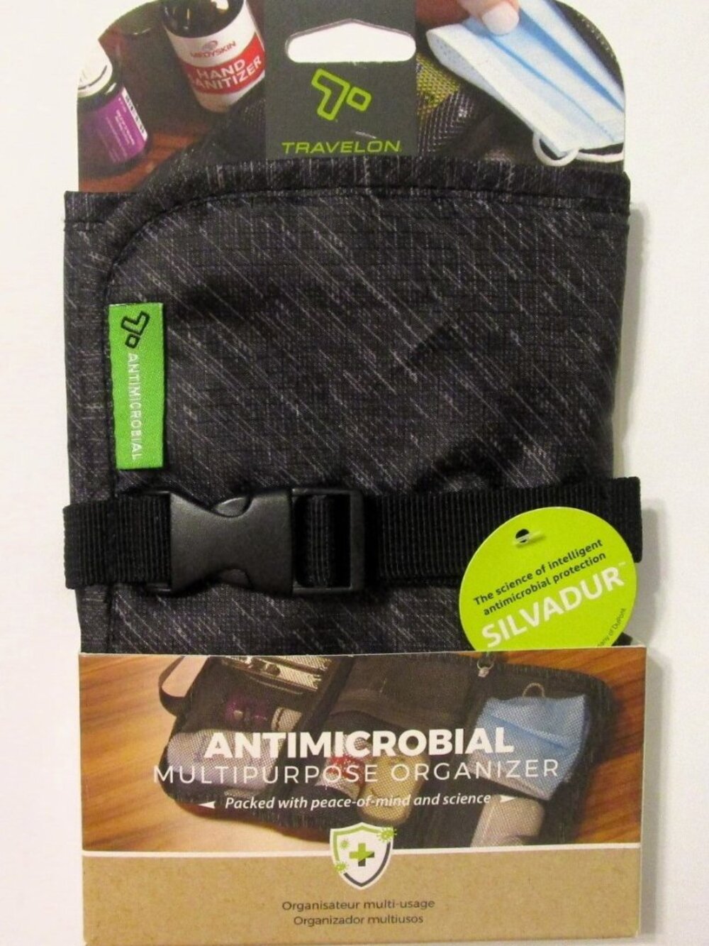 Travelon: Antimicrobial Multipurpose Organizer, Silvadur Treated, Gray, NEW